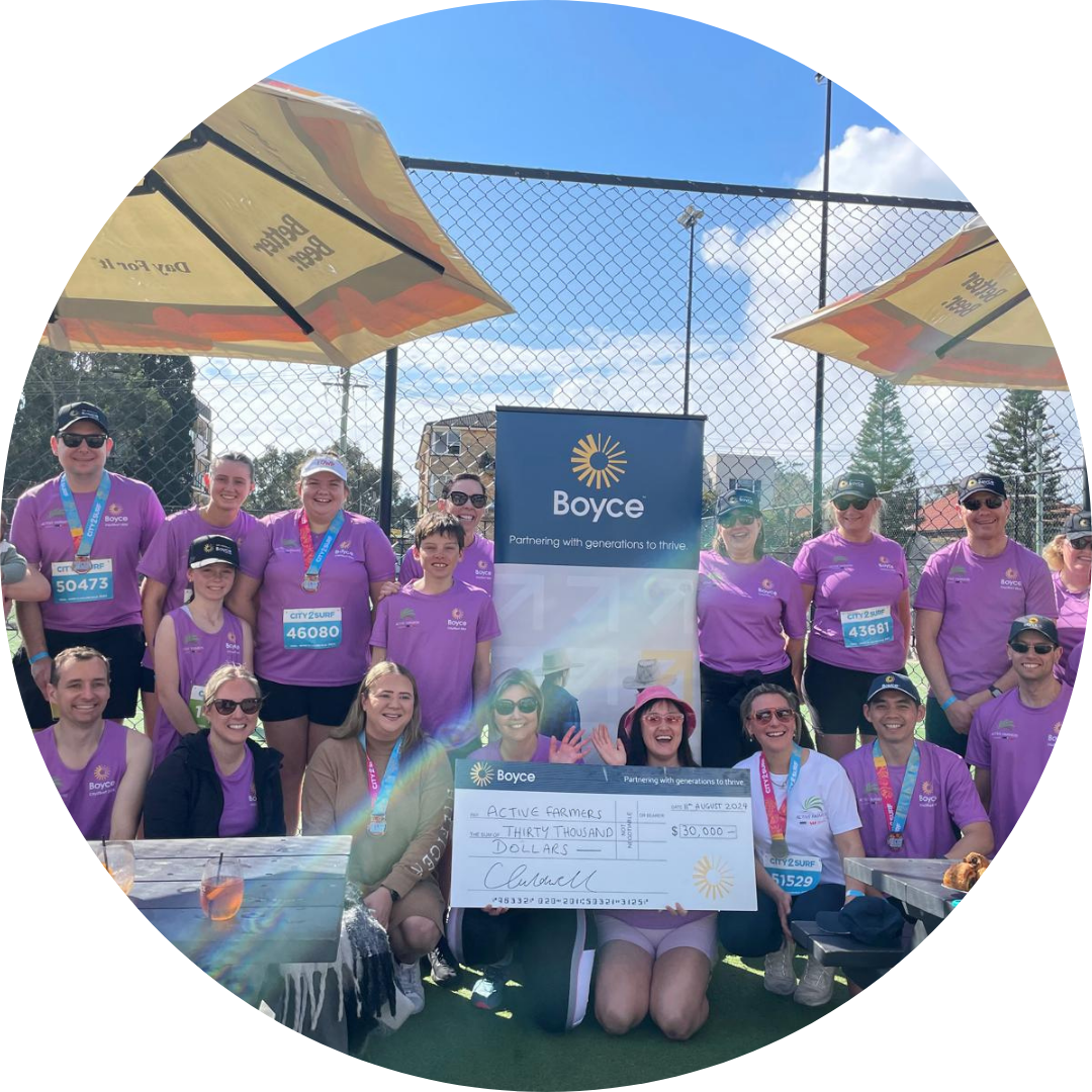 the boyce team completing city 2 surf for active farmers