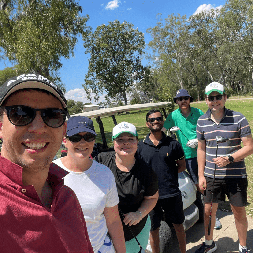 the moree team having a day out playing golf